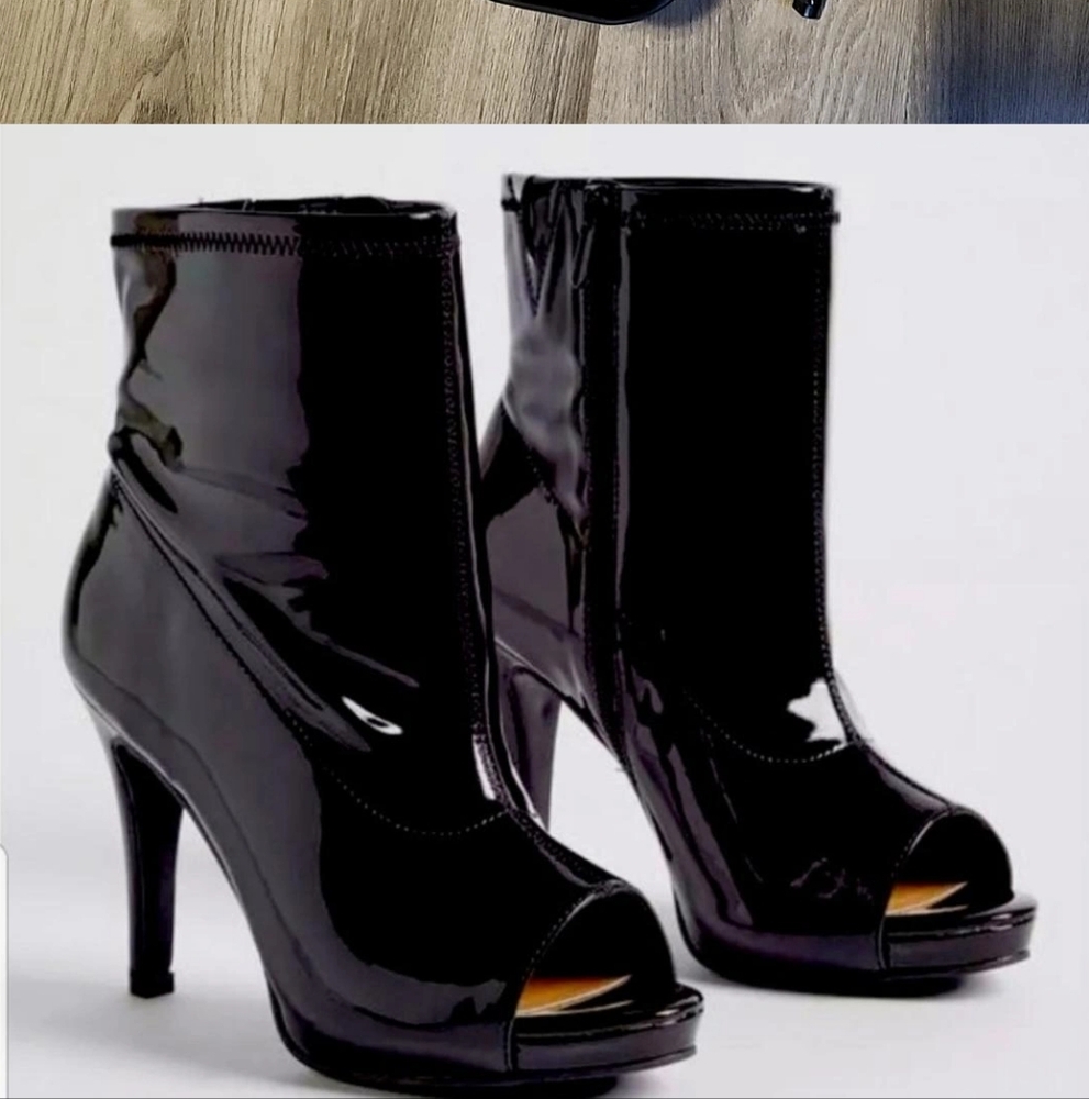 ☆ Nwot Torrid Black Heeled Boots with Peep-Toe